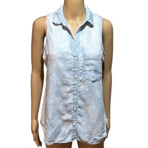 EUC anthropologie cloth & stone Sleeveless Chambray Button Down Top Sz S